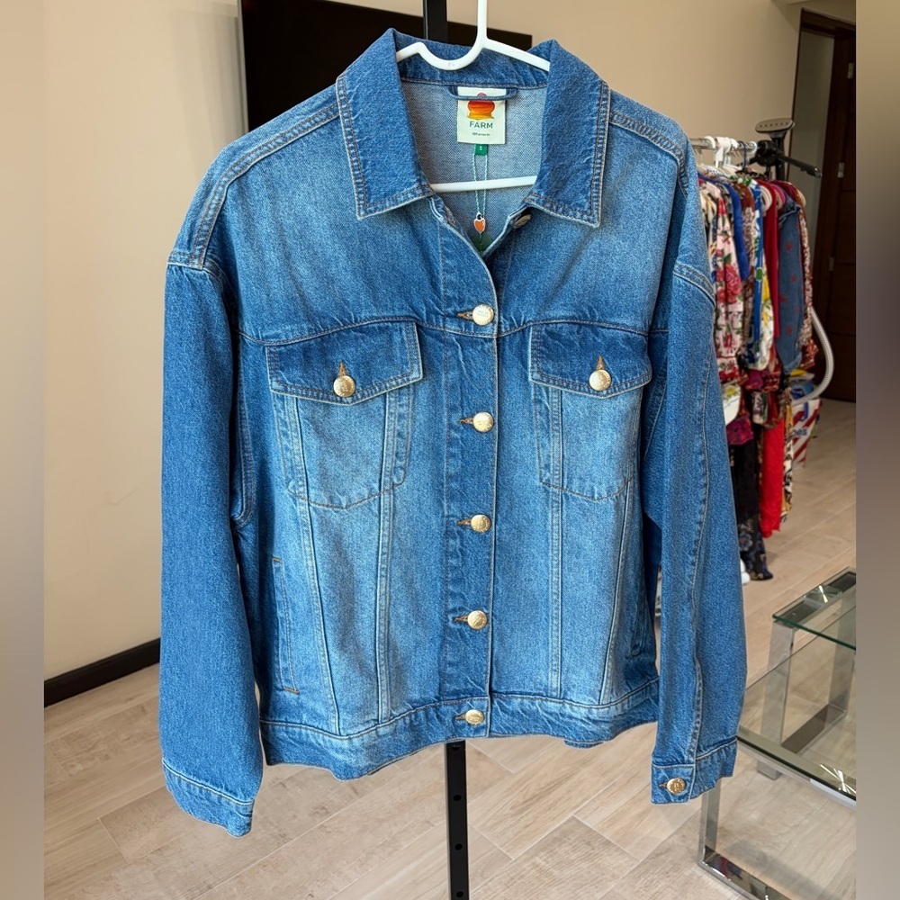 Farm Rio: Denim Buttoned Jacket / Jeans Jacket - Picture 11 of 13